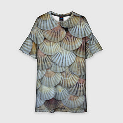 Платье клеш для девочки Морские ракушки - паттерн, цвет: 3D-принт