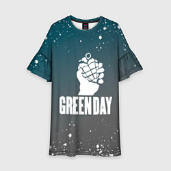 Платье клеш для девочки Green day - брызги, цвет: 3D-принт