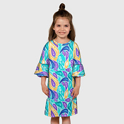Платье клеш для девочки Узоры капельки, цвет: 3D-принт — фото 2
