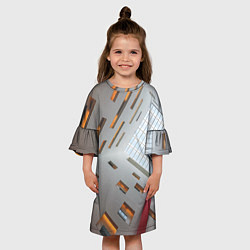 Платье клеш для девочки Абстрактное множество окон и пустая крыша, цвет: 3D-принт — фото 2