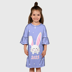 Платье клеш для девочки Кролик - символ 2023 года, цвет: 3D-принт — фото 2
