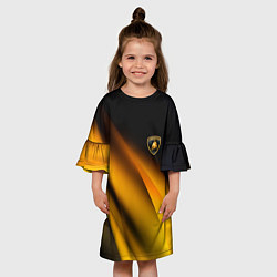 Платье клеш для девочки Ламборгини - желтая абстракция, цвет: 3D-принт — фото 2
