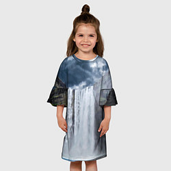 Платье клеш для девочки Водопад Скогафосс, цвет: 3D-принт — фото 2