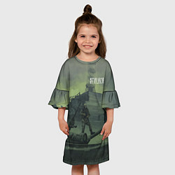 Платье клеш для девочки STALKER Военный На Танке Возле ЧАЭС, цвет: 3D-принт — фото 2