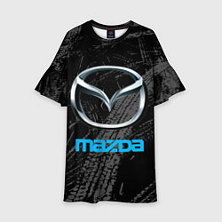 Платье клеш для девочки Mazda - следы шин, цвет: 3D-принт