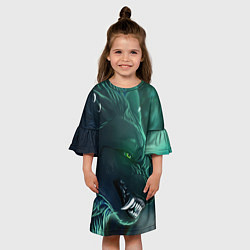 Платье клеш для девочки Fantasy волк, цвет: 3D-принт — фото 2