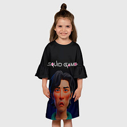 Платье клеш для девочки Игра в кальмара - Сон Ки Хун анимационный, цвет: 3D-принт — фото 2