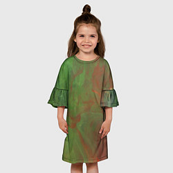 Платье клеш для девочки Зелёные и красные волны красок, цвет: 3D-принт — фото 2