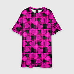 Детское платье Black and pink hearts pattern on checkered