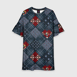 Детское платье Red and blue denim patchwork