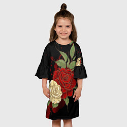 Платье клеш для девочки Прекрасные розы, цвет: 3D-принт — фото 2