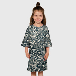 Платье клеш для девочки Винтажные flash tatoo, цвет: 3D-принт — фото 2