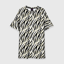Платье клеш для девочки Тигровый полосатый узор-черные, бежевые полосы на, цвет: 3D-принт