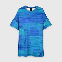 Платье клеш для девочки Синие мазки краски, цвет: 3D-принт