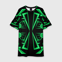 Платье клеш для девочки Геометрический узор зеленый geometric, цвет: 3D-принт