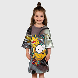 Платье клеш для девочки Башка Барта Симпсона - Robopunk, цвет: 3D-принт — фото 2