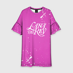 Платье клеш для девочки Lana Del Rey - на розовом фоне брызги, цвет: 3D-принт