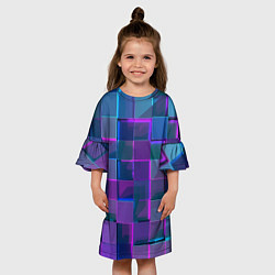 Платье клеш для девочки Неоновый киберпанк кубизм, цвет: 3D-принт — фото 2