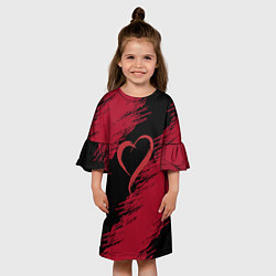 Платье клеш для девочки Нарисованное кистью сердце, цвет: 3D-принт — фото 2