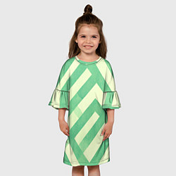 Платье клеш для девочки Зеленые геометрические узоры, цвет: 3D-принт — фото 2
