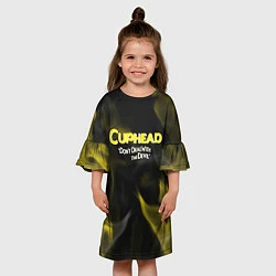Платье клеш для девочки Cuphead жёлтый огонь, цвет: 3D-принт — фото 2
