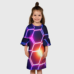 Платье клеш для девочки Магическая неоновая броня, цвет: 3D-принт — фото 2