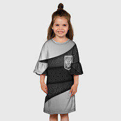 Платье клеш для девочки Черно-белый герб России, цвет: 3D-принт — фото 2