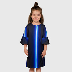 Платье клеш для девочки Неоновое синее свечение, цвет: 3D-принт — фото 2