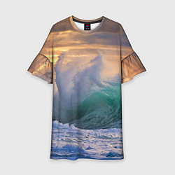 Платье клеш для девочки Штормовая волна, накатывающая на берег, цвет: 3D-принт
