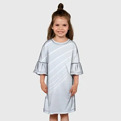 Платье клеш для девочки Серый фон и белые линии, цвет: 3D-принт — фото 2