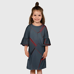 Платье клеш для девочки Геометрический узор треснутого асфальта, цвет: 3D-принт — фото 2