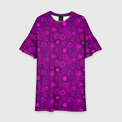 Платье клеш для девочки Абстрактный неоновый узор Фуксия, цвет: 3D-принт