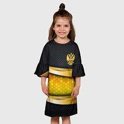 Платье клеш для девочки Black & gold - герб России, цвет: 3D-принт — фото 2