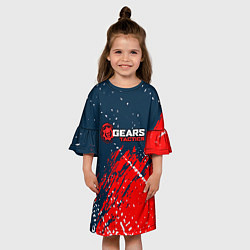 Платье клеш для девочки Gears of War - бела-красная текстура, цвет: 3D-принт — фото 2