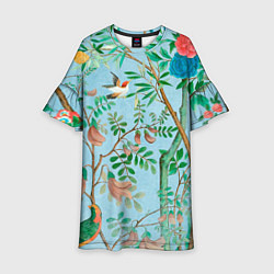 Платье клеш для девочки Райский сад в стиле gucci, цвет: 3D-принт