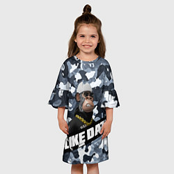 Платье клеш для девочки Камуфляж обезьяна в шапке-ушанке like dat, цвет: 3D-принт — фото 2