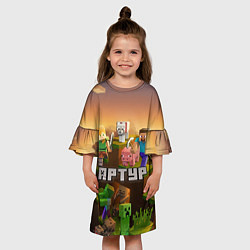 Платье клеш для девочки Артур Minecraft, цвет: 3D-принт — фото 2