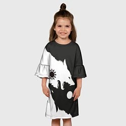 Платье клеш для девочки Волки инь и ян, цвет: 3D-принт — фото 2