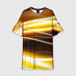 Платье клеш для девочки Желтые неоновые полосы, цвет: 3D-принт