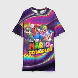 Платье клеш для девочки Герои Super Mario 3D World - Nintendo, цвет: 3D-принт