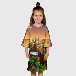 Платье клеш для девочки Николай Minecraft, цвет: 3D-принт — фото 2