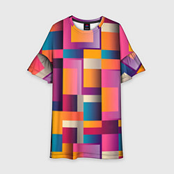 Платье клеш для девочки Квадрат и прямоугольники, цвет: 3D-принт