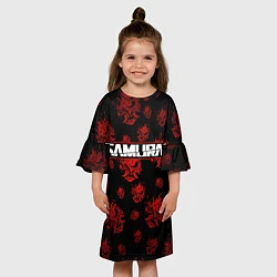 Платье клеш для девочки Samurai - Красный паттерн - Cyberpunk, цвет: 3D-принт — фото 2