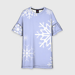 Платье клеш для девочки Снежинок узоры, цвет: 3D-принт