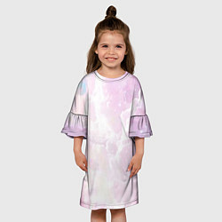 Платье клеш для девочки Розовые облака на голубом небе, цвет: 3D-принт — фото 2