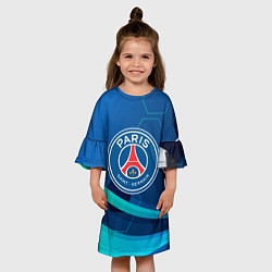 Платье клеш для девочки PSG мяч абстракция, цвет: 3D-принт — фото 2