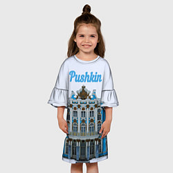 Платье клеш для девочки Город Пушкин : Екатерининский дворец, цвет: 3D-принт — фото 2