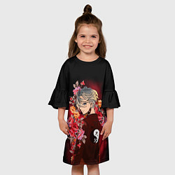 Платье клеш для девочки Изана в цветах, цвет: 3D-принт — фото 2