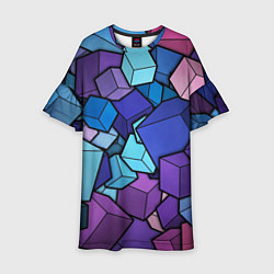 Платье клеш для девочки Цветные кубы, цвет: 3D-принт
