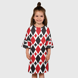 Платье клеш для девочки Фон из карточных мастей, цвет: 3D-принт — фото 2